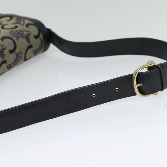 CELINE C Sulky Shoulder Bag Canvas Navy Gold - Picture 7 of 13